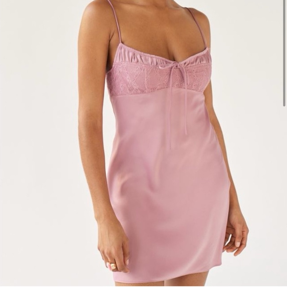 Urban Outfitters Pink Lace Mini Dress - Size SP